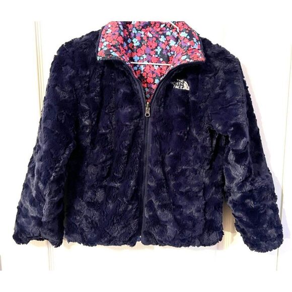 The North Face Reversible Children's Small (7/8) Floral/ Navy Blue Jacket Coat - Picture 6 of 8